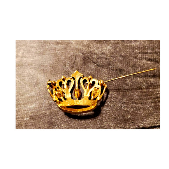 Vtg Kenneth Lee Lane for AVON Crown Brooch Gold Tone Clear Rhinestones *NO BOX** - Picture 6 of 6